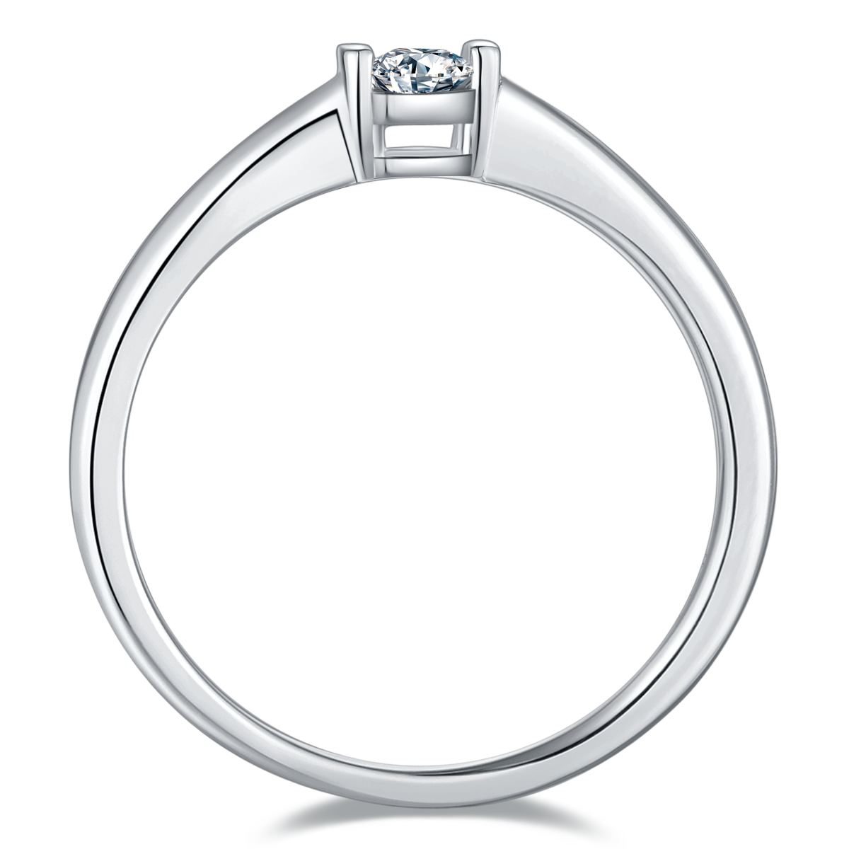 Simplified rectangular S925 silver plated white gold moissanite diamond women's ring 0.5 carat D-grade
